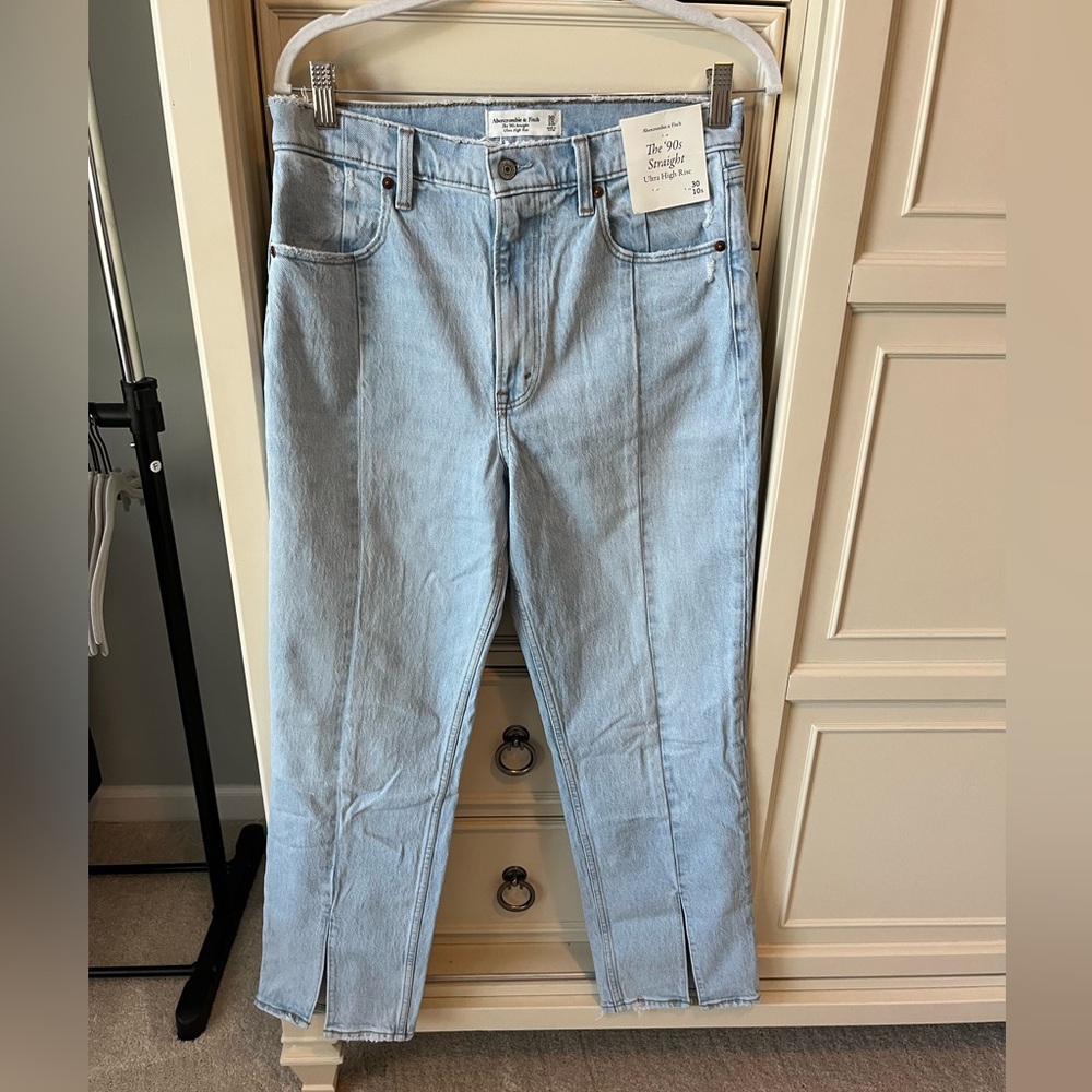 Abercrombie & Fitch Light Blue High-Rise Straight Jeans